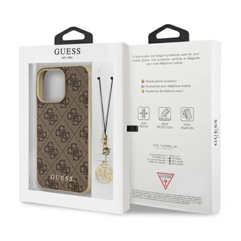 Etui Guess 4G Charms Collection na iPhone 13 Pro / iPhone 13 - brązowe Guess