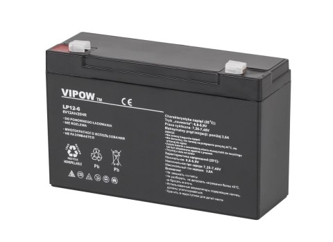 Akumulator żelowy VIPOW 6V 12Ah Vipow