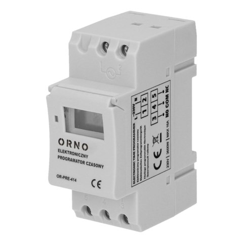 Elektroniczny programator czasowy, 16 programów, 2 moduły, DIN TH-35mm Orno