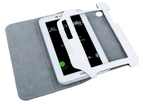 Etui białe dedykowane do Samsung Galaxy Tab P3100 (skóra naturalna) Quer