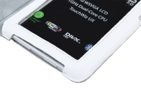 Etui białe dedykowane do Samsung Galaxy Tab P3100 (skóra naturalna) Quer