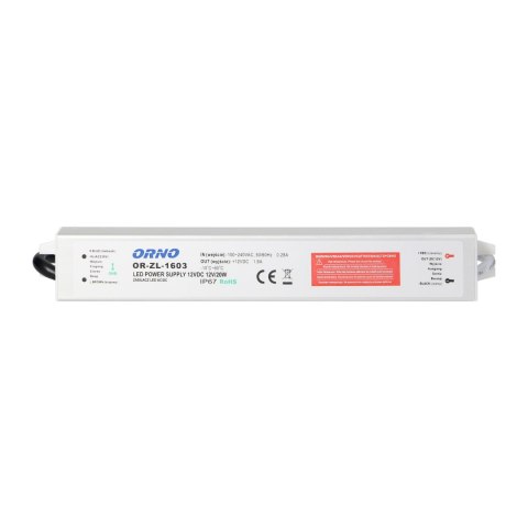 Zasilacz do LED 12VDC 20W, IP67 Orno