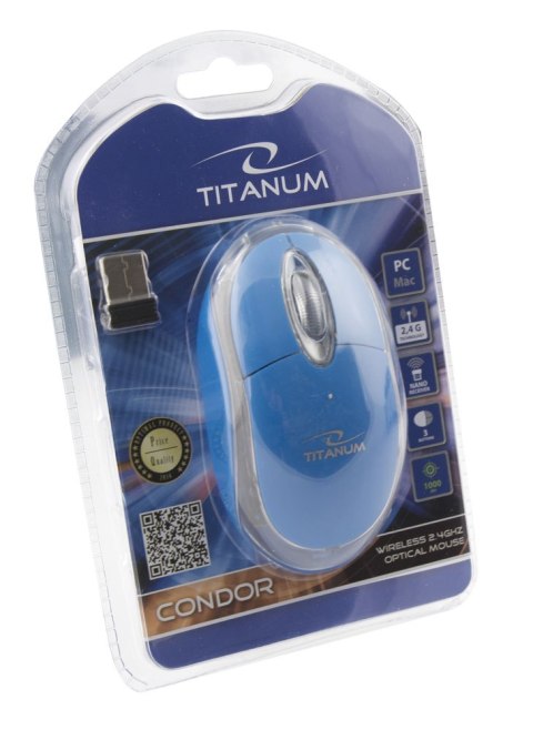 TM120B Mysz bezprzewodowa 2.4GHz 3D optyczna USB Condor niebieska Titanum