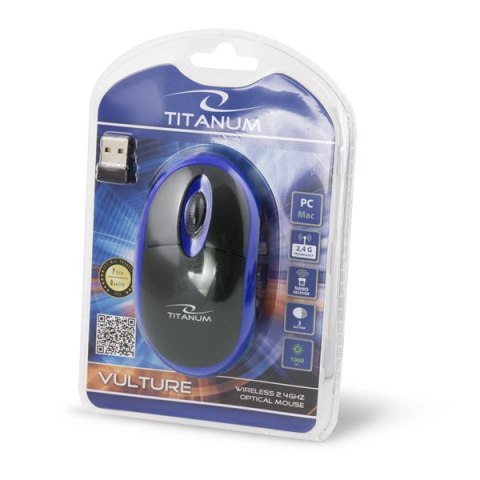 TM116B Titanum mysz bezprz. 2.4ghz 3d opt. usb vulture czarno-niebieska Titanum