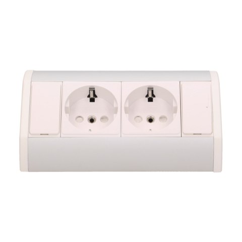 Gniazdo meblowe 2x2P+Z, schuko, biało-srebrne Orno