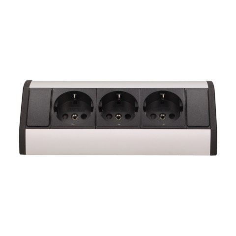 Gniazdo meblowe 3x2P+Z, schuko, czarno-srebrne Orno