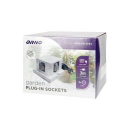 Gniazdo ogrodowe SŁUPEK, 4x2P+Z (schuko), kabel gumowy H07RN-F 3x1,5mm-, 3m Orno
