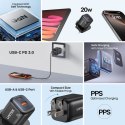 UNITEK ŁADOWARKA SIECIOWA 2X GAN USB-C & USB-A 20W CZARNA Unitek
