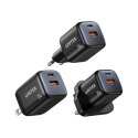 UNITEK ŁADOWARKA SIECIOWA 2X GAN USB-C & USB-A 20W CZARNA Unitek