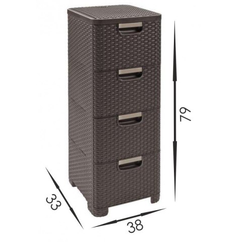 Curver Regał Z Szufladami Ciemny Brąz 4x14l Curver
