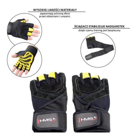 Rękawice na siłownię Black/Yellow HMS RST01 r.XL HMS