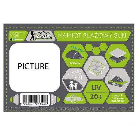 Namiot plażowy Sun 200x100x105 Royokamp 1013534 Royokamp