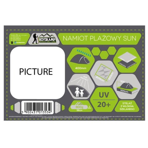 Namiot plażowy Sun 200x100x105 Royokamp 1013534 Royokamp