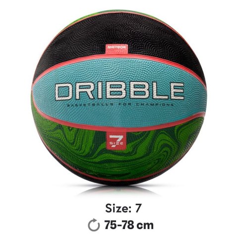 Piłka koszykowa Meteor Dribble niebieski/zielony Meteor