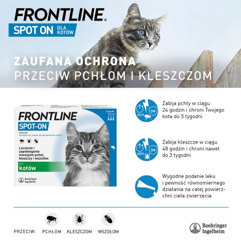FRONTLINE Spot On Dla Kotów 3x0,5ml Frontline (Boehringer Ingelheim)