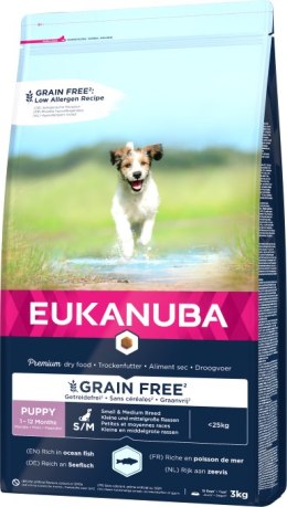 Eukanuba Puppy&Junior Small/Medium Grain Free Łosoś 3kg Eukanuba
