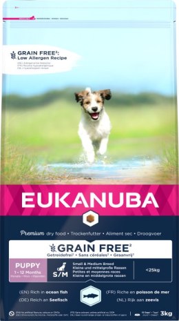 Eukanuba Puppy&Junior Small/Medium Grain Free Łosoś 3kg Eukanuba