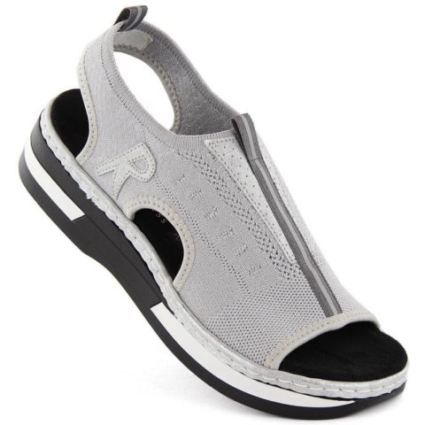 Komfortowe sandały wsuwane Rieker W RKR686 metallic Rieker