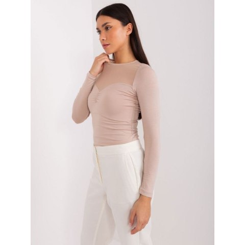 Beżowa bluzka basic z siateczką BASIC FEEL GOOD (RV-BZ-9202.10X) Basic Feel Good
