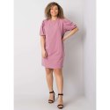 Brudnoróżowa sukienka plus size z bawełny (RV-SK-6319.65) Basic Feel Good