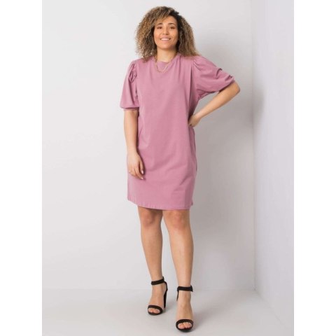Brudnoróżowa sukienka plus size z bawełny (RV-SK-6319.65) Basic Feel Good