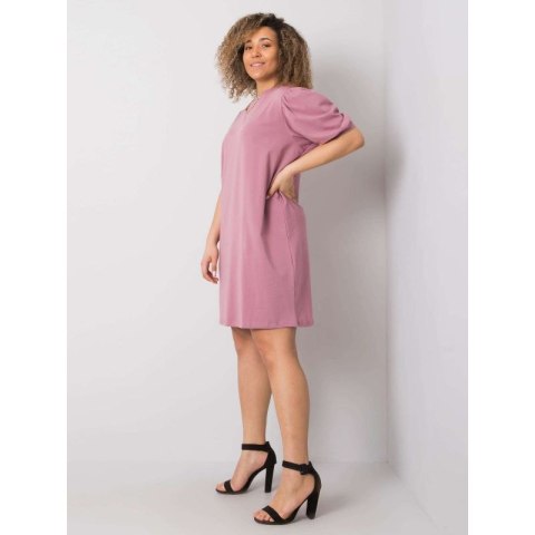 Brudnoróżowa sukienka plus size z bawełny (RV-SK-6319.65) Basic Feel Good