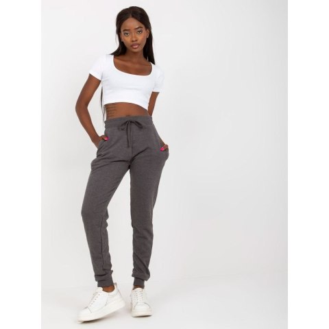 Ciemnoszare melanżowe dresowe spodnie basic jogger (B-005.05) Basic Feel Good