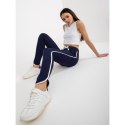 Granatowe dresowe spodnie basic z lampasami RUE PARIS (LO-DR-LK-239.14) RUE PARIS
