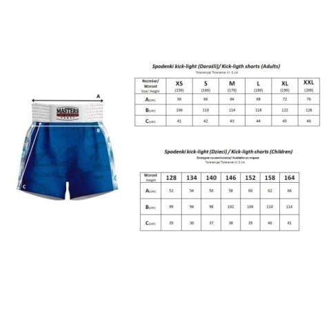 Spodenki treningowe do kick lightu MASTERS (WAKO APPROVED) Masters
