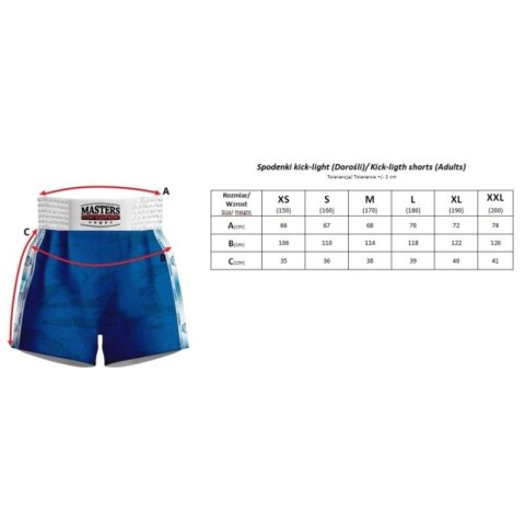 Spodenki treningowe do kick lightu MASTERS (WAKO APPROVED) Masters