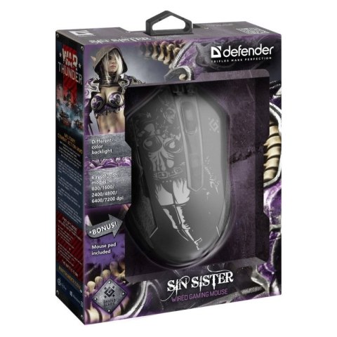 DEFENDER MYSZ PRZEWODOWA GAMINGOWA SIN'SISTER GM-933 OPTIC 7200 DPI 6P 52933 DEFENDER