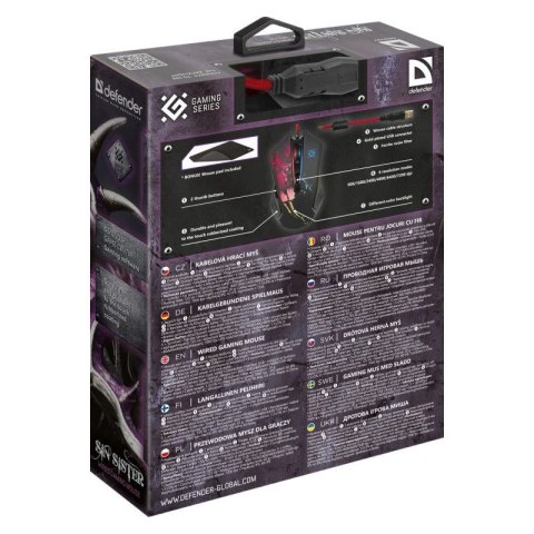 DEFENDER MYSZ PRZEWODOWA GAMINGOWA SIN'SISTER GM-933 OPTIC 7200 DPI 6P 52933 DEFENDER
