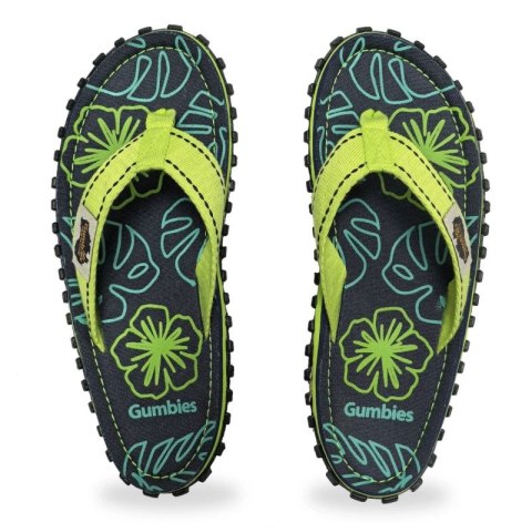 Japonki Gumbies Islander Flip-Flops Lime Hibiscus GU-FFISL148 Gumbies