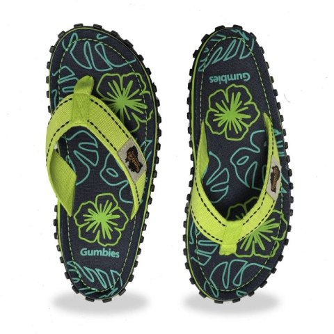 Japonki Gumbies Islander Flip-Flops Lime Hibiscus GU-FFISL148 Gumbies