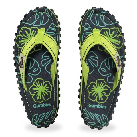 Japonki Gumbies Islander Flip-Flops Lime Hibiscus GU-FFISL148 Gumbies