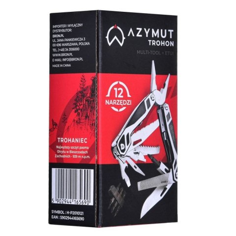 Multitool AZYMUT Trohon - 12 narzędzi +8 bitów +kabura (H-P2010121) Azymut