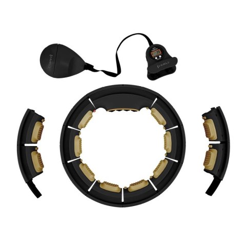 HHM13 NEW HULA HOP BLACK/GOLD Z MAGNESAMI I OBCIĄŻNIKIEM + LICZNIK HMS HMS