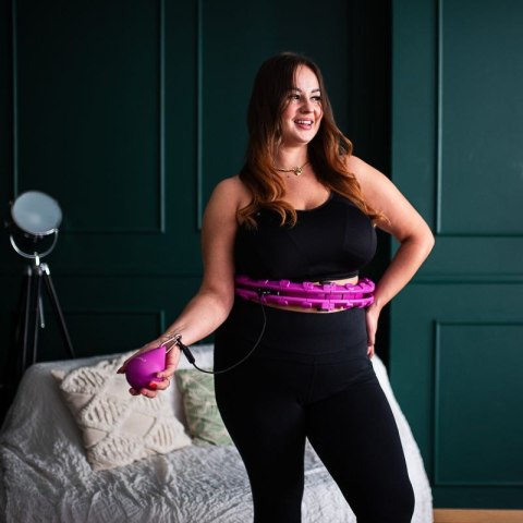 ZESTAW HULA HOP HHW12 VIOLET Z WYPUSTKAMI I OBCIĄŻNIKIEM HMS + PAS BR163 BLACK PLUS SIZE HMS