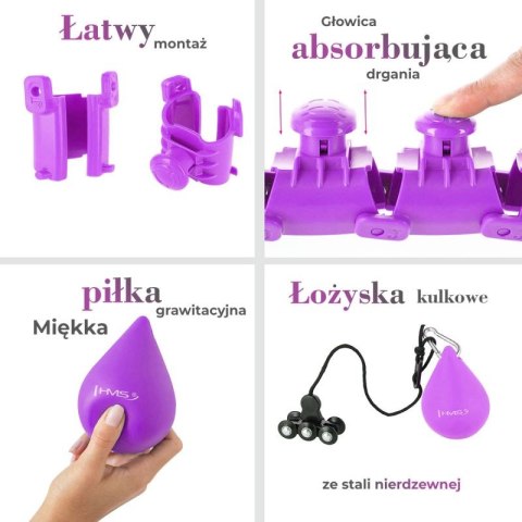 ZESTAW HULA HOP HHW12 VIOLET Z WYPUSTKAMI I OBCIĄŻNIKIEM HMS + PAS BR163 BLACK PLUS SIZE HMS