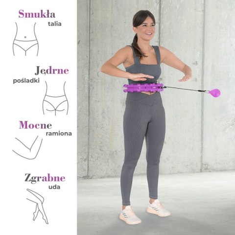 ZESTAW HULA HOP HHW12 VIOLET Z WYPUSTKAMI I OBCIĄŻNIKIEM HMS + PAS BR163 BLACK PLUS SIZE HMS