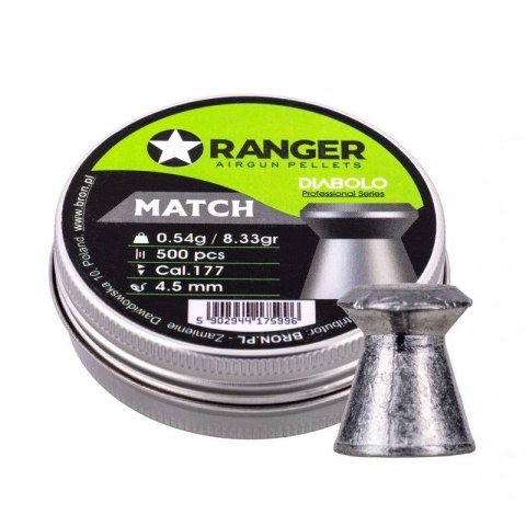 Śrut 4,5 mm RANGER Diabolo Professional Match płaski 500 szt. 0,54 g RANGER