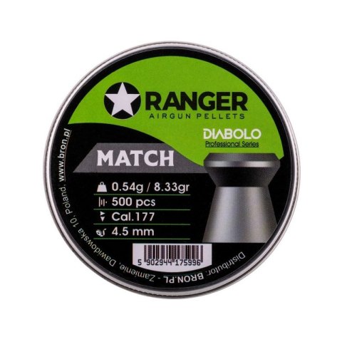 Śrut 4,5 mm RANGER Diabolo Professional Match płaski 500 szt. 0,54 g RANGER