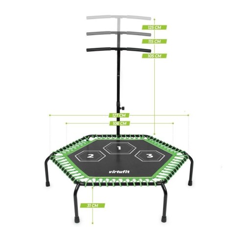 VIRTUFIT TRAMPOLINA FITNESS PRO Z UCHWYTEM - CZARNA - 127 CM Virtufit