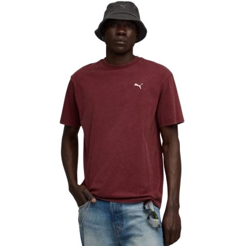 Koszulka męska Puma Ess Elevated Relaxed Wash Tee bordowa 688048 96 Puma