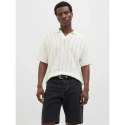 Jack&Jones koszulka męska JORPAROS KNIT ESTER SS CROCHET POLO 12272562 SEA SALT Jack&Jones