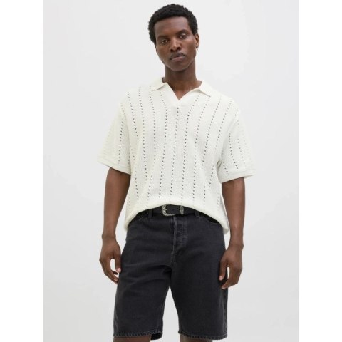 Jack&Jones koszulka męska JORPAROS KNIT ESTER SS CROCHET POLO 12272562 SEA SALT Jack&Jones