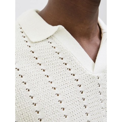 Jack&Jones koszulka męska JORPAROS KNIT ESTER SS CROCHET POLO 12272562 SEA SALT Jack&Jones