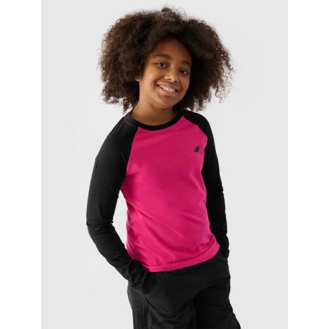 Longsleeve regular gładki dziewczęcy 4F Junior 4FJWAW24TLONF291-55S 4f