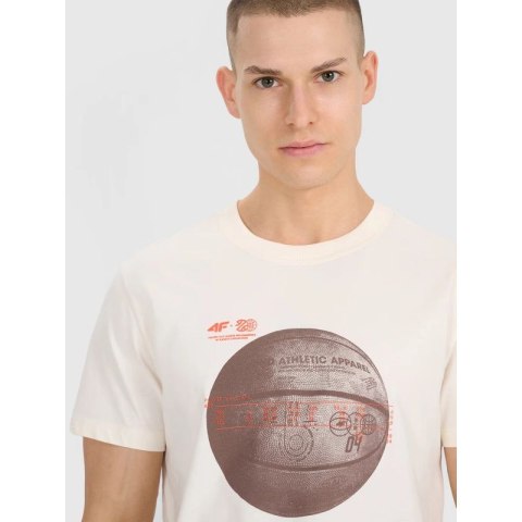 T-shirt regular z nadrukiem męski 4F 4FRSS25TTSHM3093-11S 4f