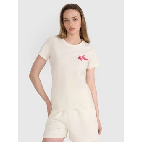 T-shirt regular z nadrukiem damski 4F 4FRSS25TTSHF2693-11S 4f